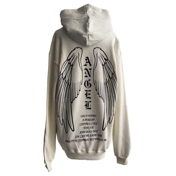 Hoodie Oversize Canguro Angel Blanco