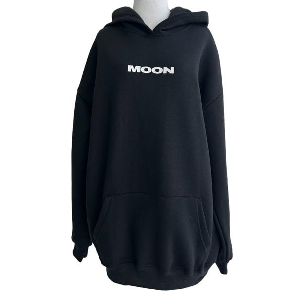 Hoodie Oversize Canguro Moon Earth 1 Negro