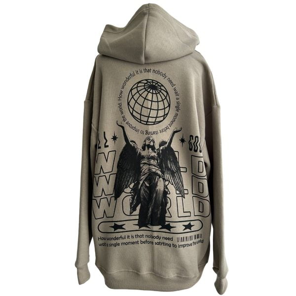 Hoodie Oversize Canguro World Beige