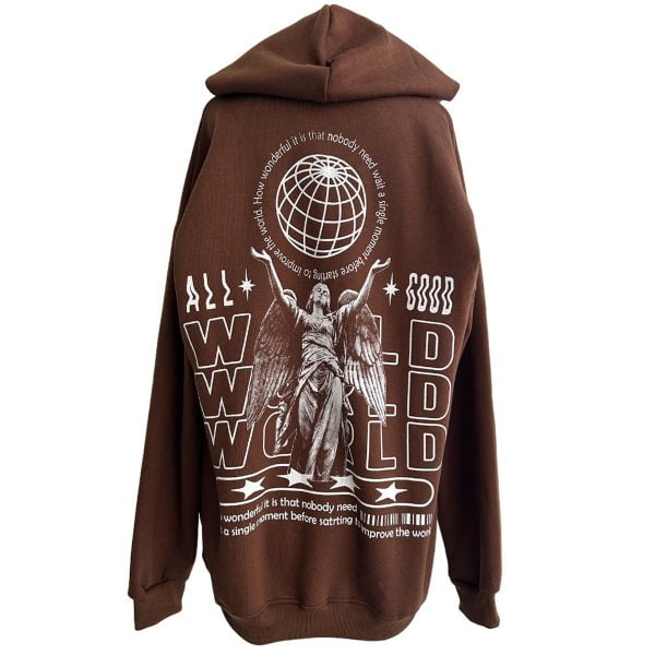 Hoodie Oversize Canguro World Chocolate