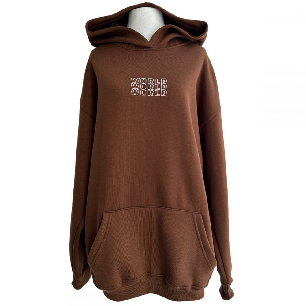 Hoodie Oversize Canguro World Chocolate