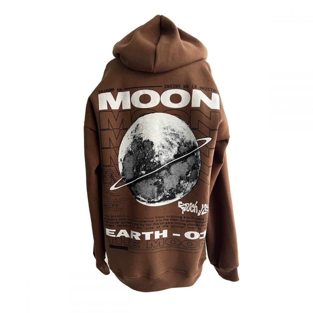 Hoodie Oversize Canguro Moon Earth 1 Chocolate