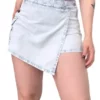 Mini Short Pollera Cargo Denim Tela Rígida Tiro Alto Nevada